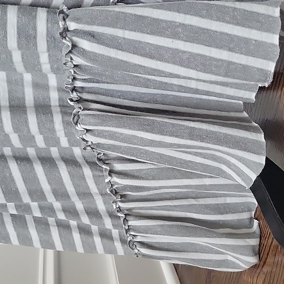 Free People Beach Poncho Kaftan Dress Cover-Up OSFA Gray Striped Ties - Picture 6 of 10